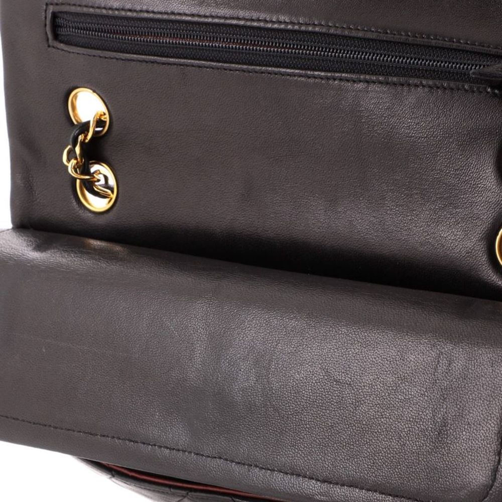 Chanel Vintage Classic Double Flap Bag Quilted Lambskin Medium Black - Picture 8 of 9